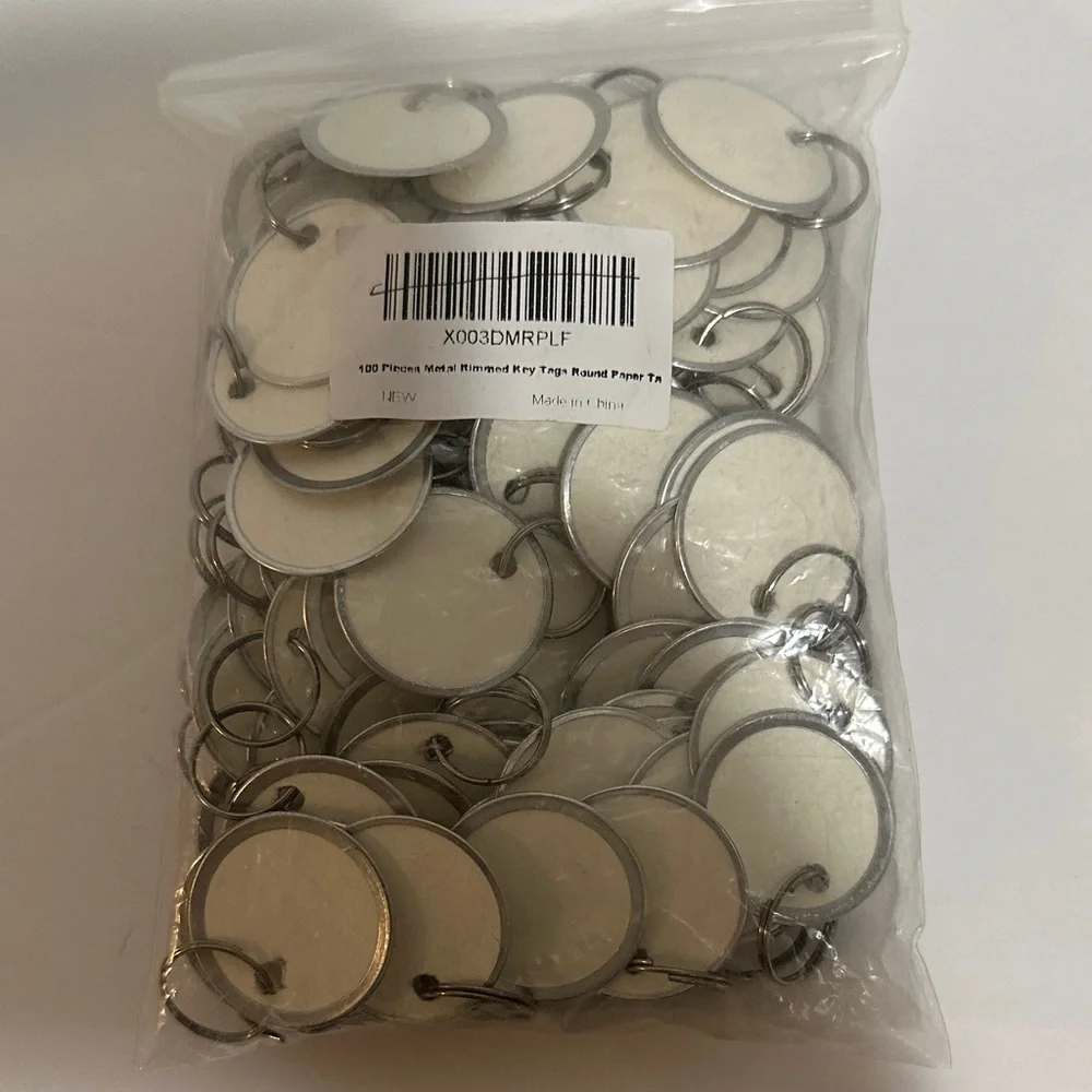 100 Pieces Metal Rimmed Key Tags Round Paper Tags